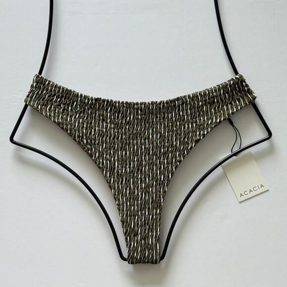 Acacia Swim BRAZIL Smocked Bikini Bottom - HinaHina - High Cut - Large -  NWT - Picture 1 of 10